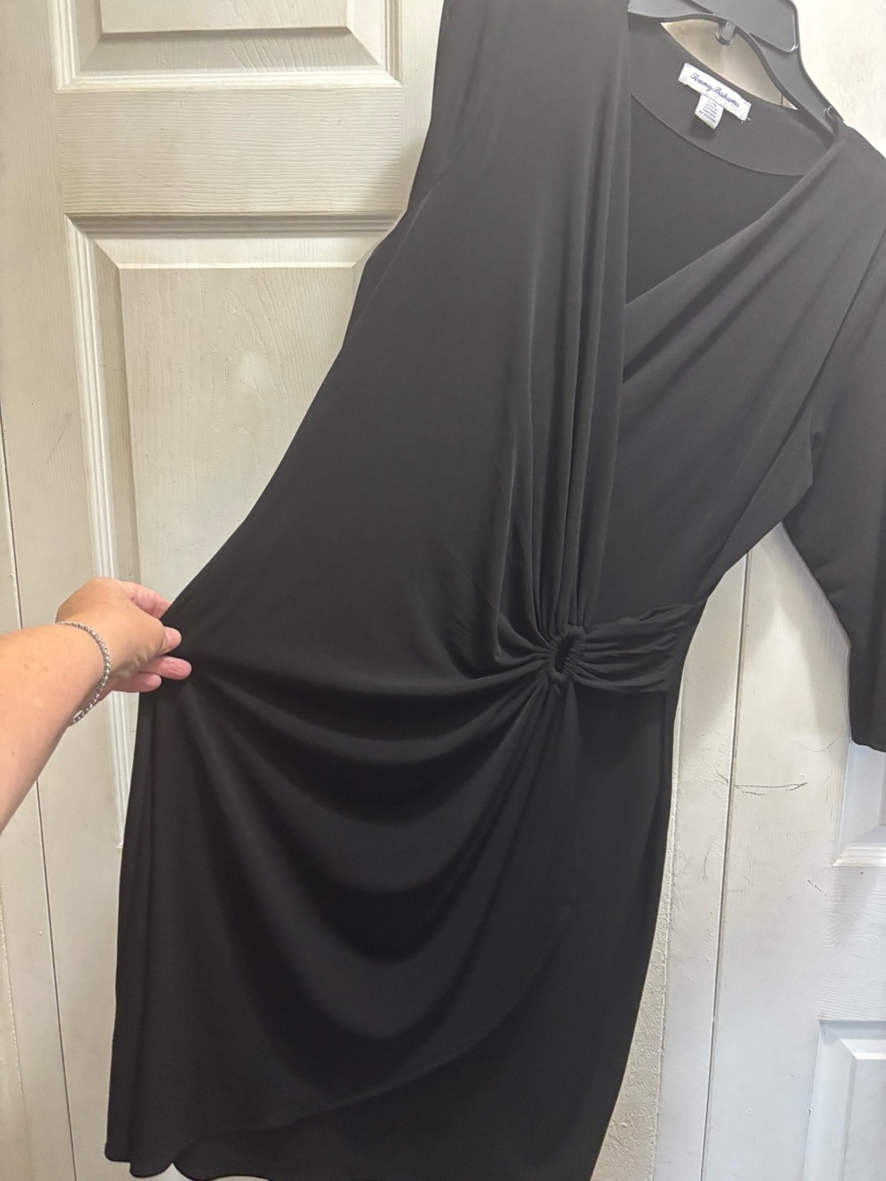 Tommy Bahama Black Twist-Front V-Neck Dress